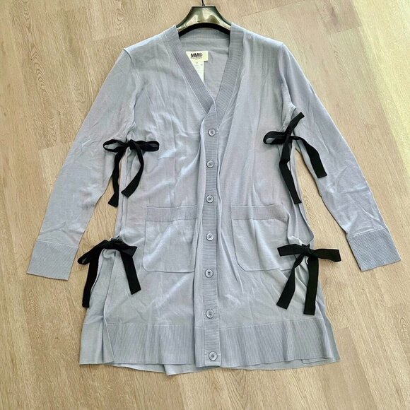 NWOT $650 Maison Margiela Women's Side Bow Wool Blend Cardigan Sweater Sz L MM6 - Picture 1 of 8